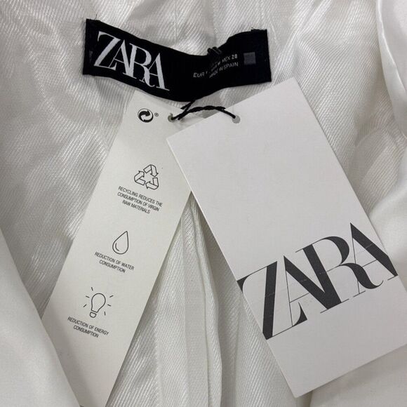 Zara Womens Tuxedo Blazer Suit Jacket Size M White Satin Lapel 7855/542 NWT - Picture 5 of 12
